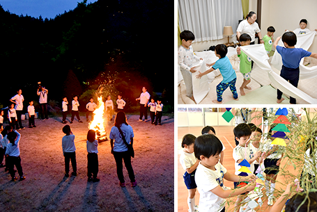 七夕の会 お泊り保育（年長児対象） 卒園児の集い（小学1年生対象）